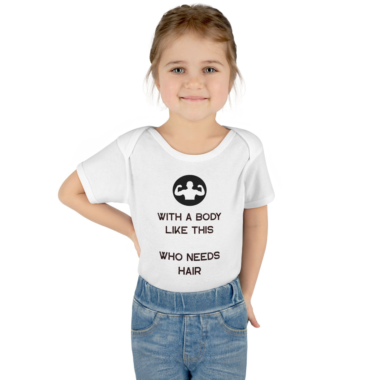 With a Body Like This Who Needs Hair | Funny Bodysuit for Babies - Humor Baby Bodysuit - Infant Baby Rib Bodysuit