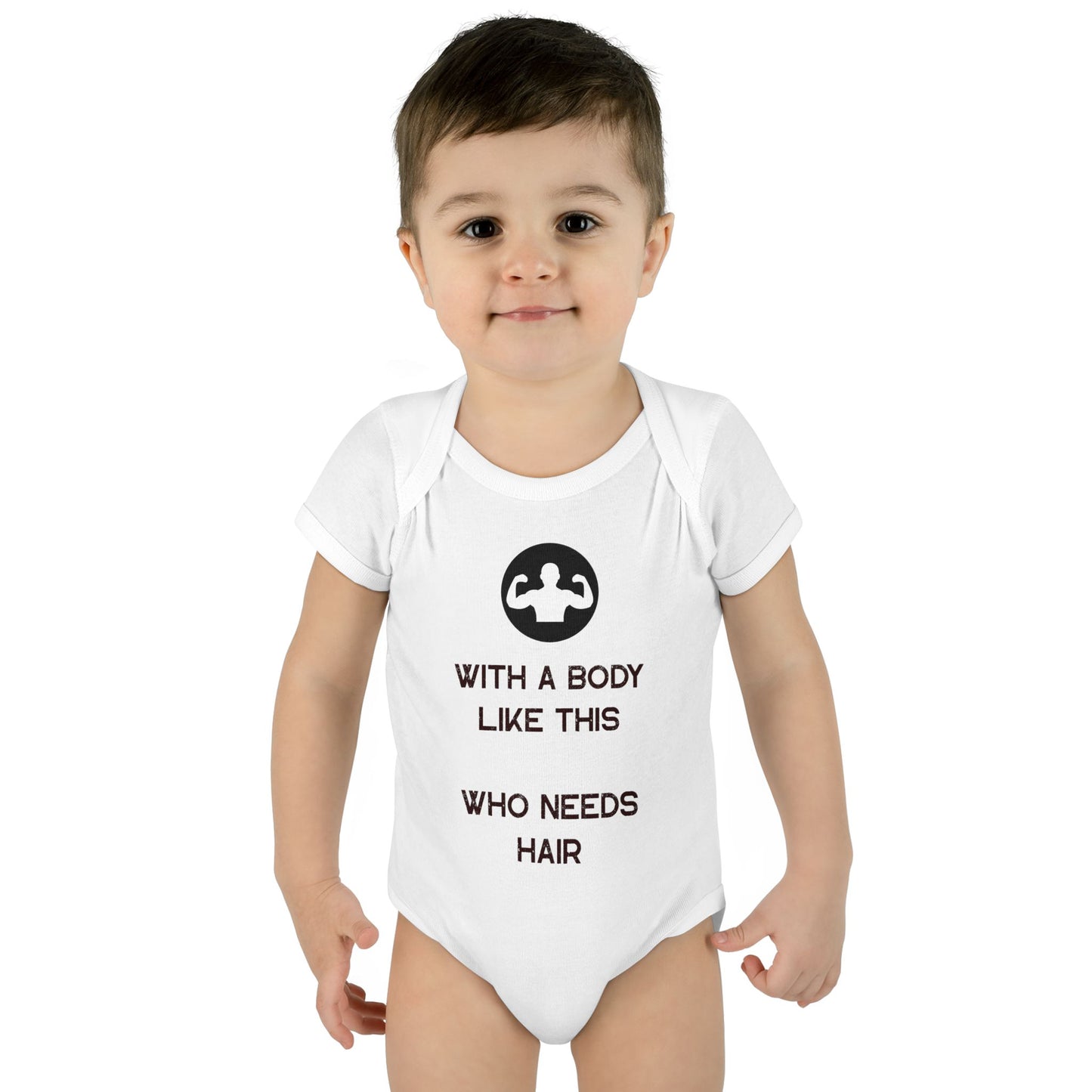 With a Body Like This Who Needs Hair | Funny Bodysuit for Babies - Humor Baby Bodysuit - Infant Baby Rib Bodysuit