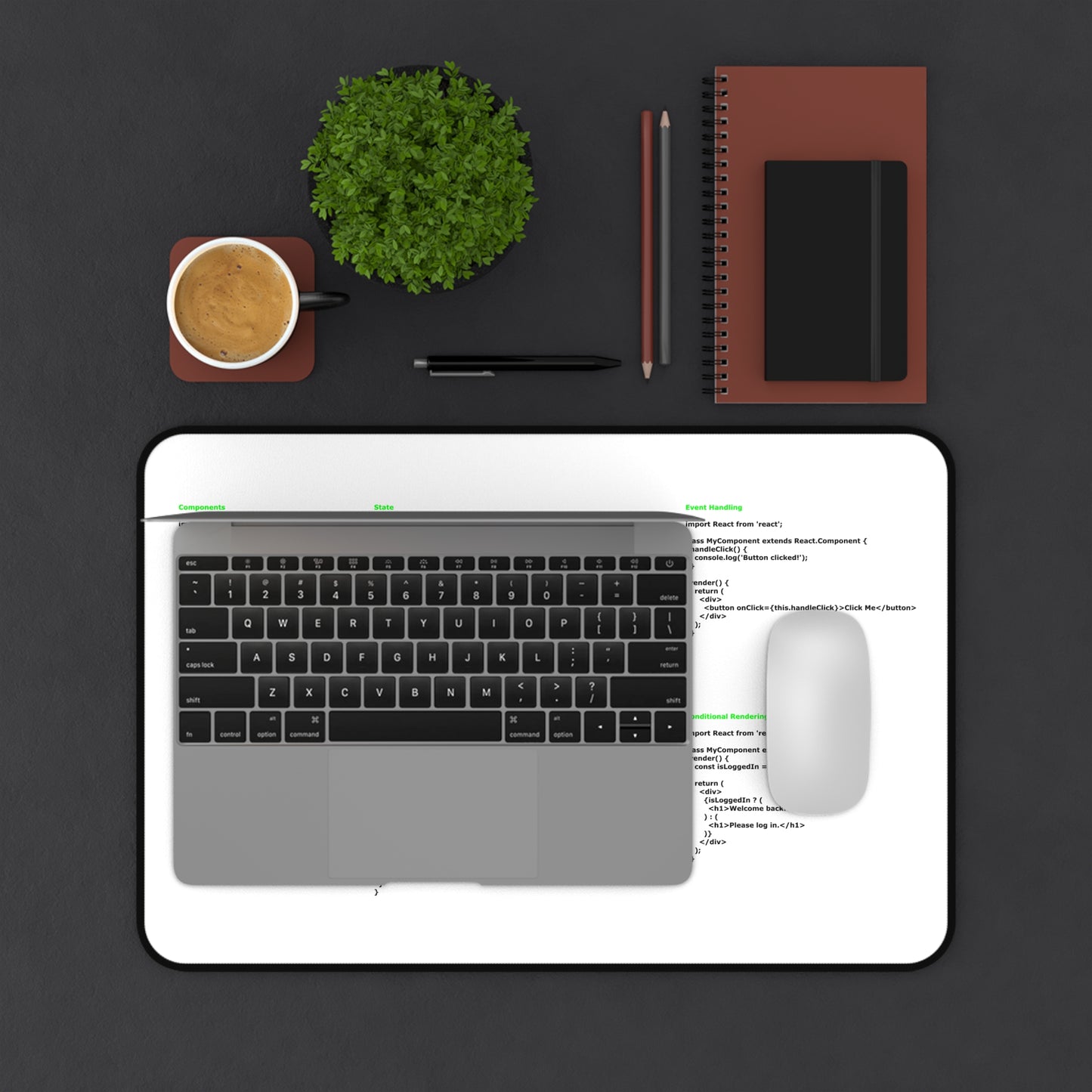 Reactjs Cheatsheet Desk Mat for Developer, Programmer, IT Admin