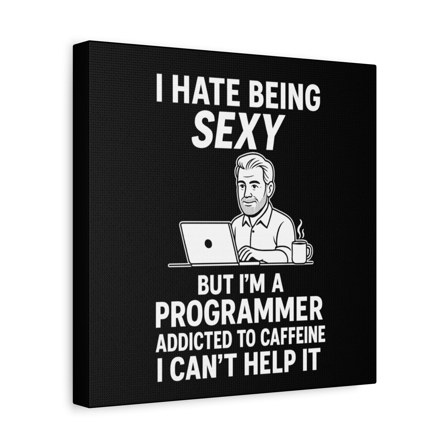 Programmer Wall Art Canvas, Funny Gift for Software Developers, Office Decor, Caffeine Lover Decor, Tech Humor Art