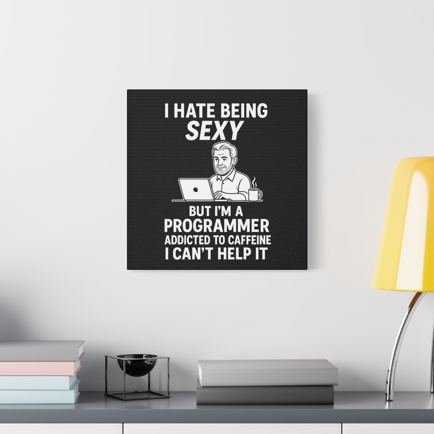 Programmer Wall Art Canvas, Funny Gift for Software Developers, Office Decor, Caffeine Lover Decor, Tech Humor Art