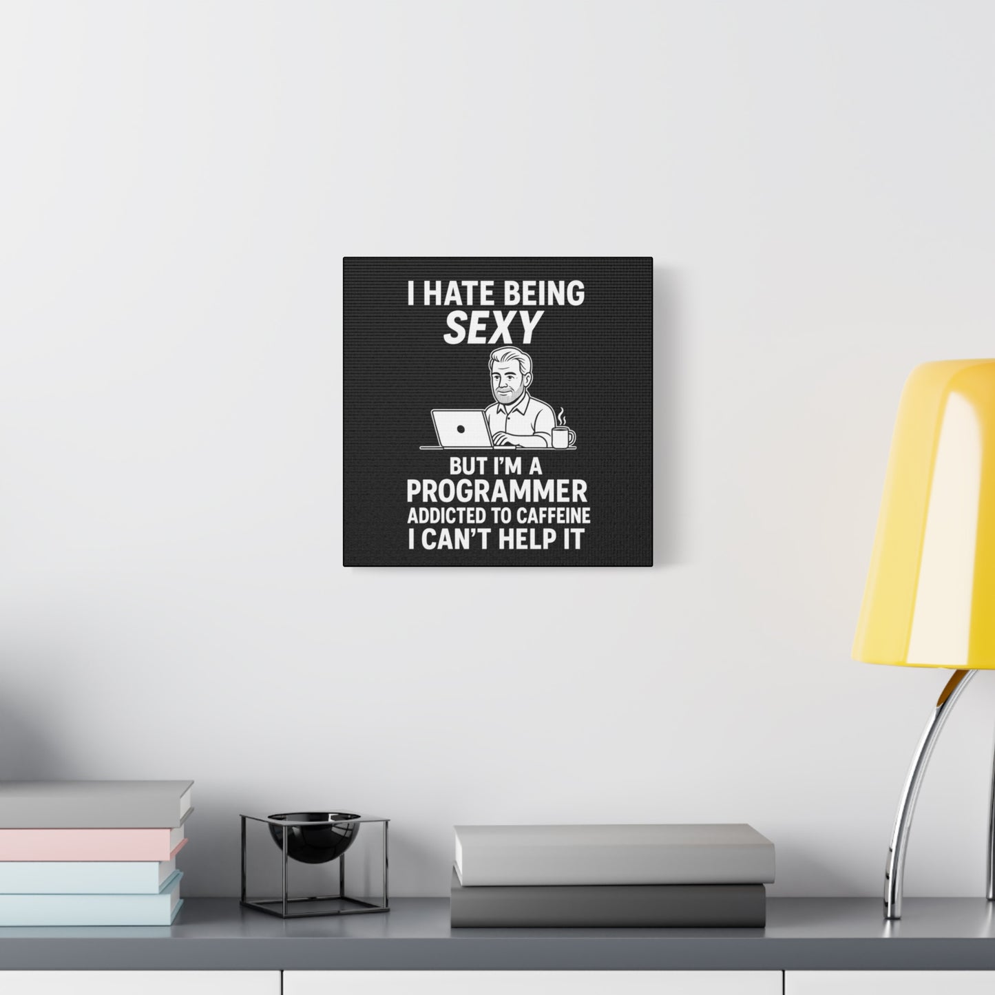 Programmer Wall Art Canvas, Funny Gift for Software Developers, Office Decor, Caffeine Lover Decor, Tech Humor Art