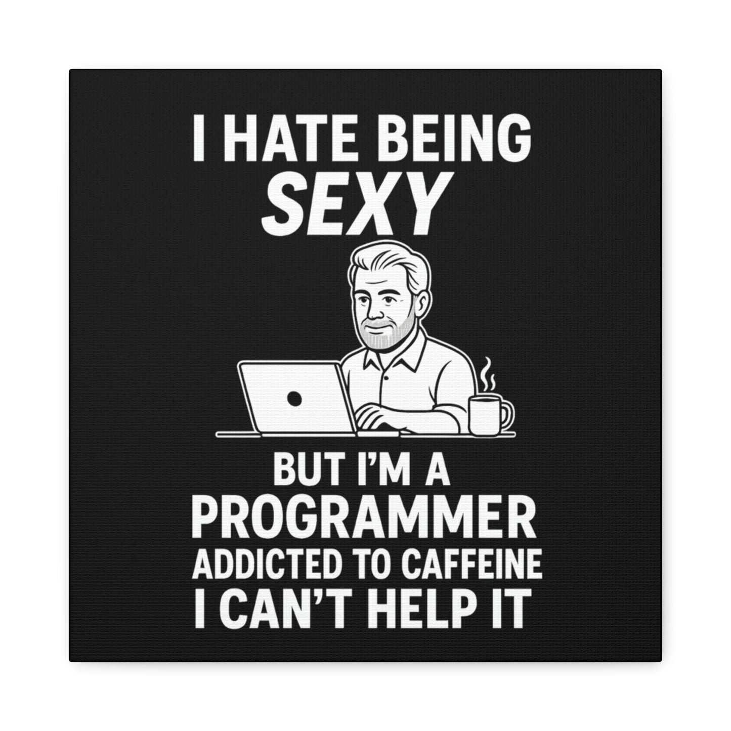 Programmer Wall Art Canvas, Funny Gift for Software Developers, Office Decor, Caffeine Lover Decor, Tech Humor Art