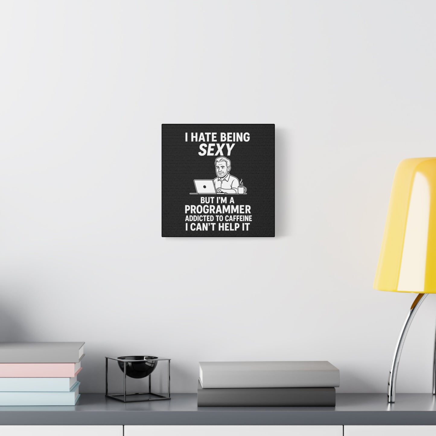 Programmer Wall Art Canvas, Funny Gift for Software Developers, Office Decor, Caffeine Lover Decor, Tech Humor Art