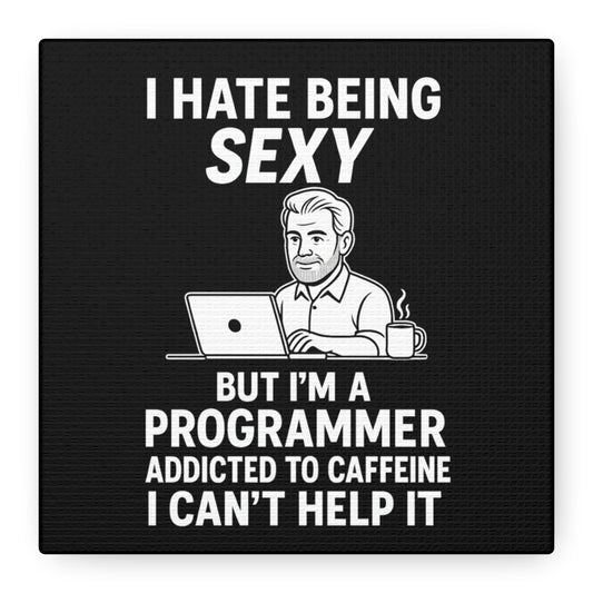 Programmer Wall Art Canvas, Funny Gift for Software Developers, Office Decor, Caffeine Lover Decor, Tech Humor Art