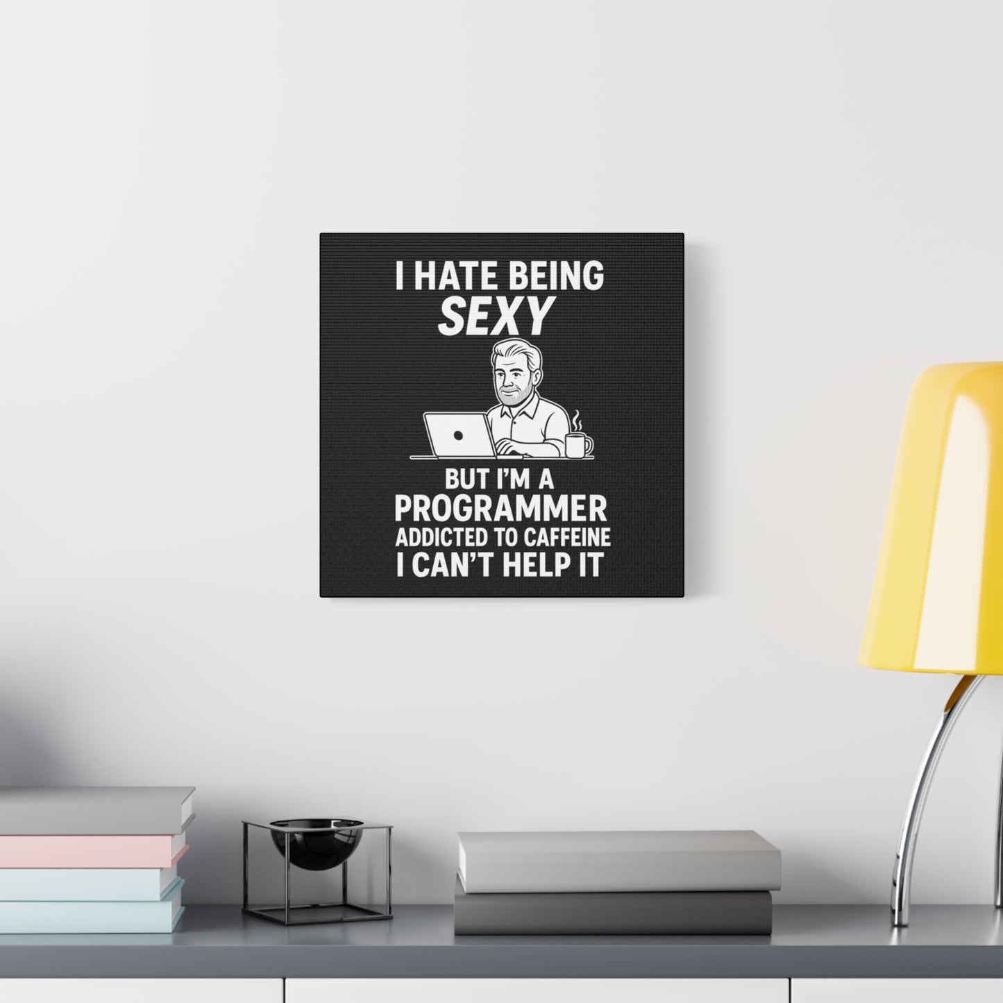 Programmer Wall Art Canvas, Funny Gift for Software Developers, Office Decor, Caffeine Lover Decor, Tech Humor Art